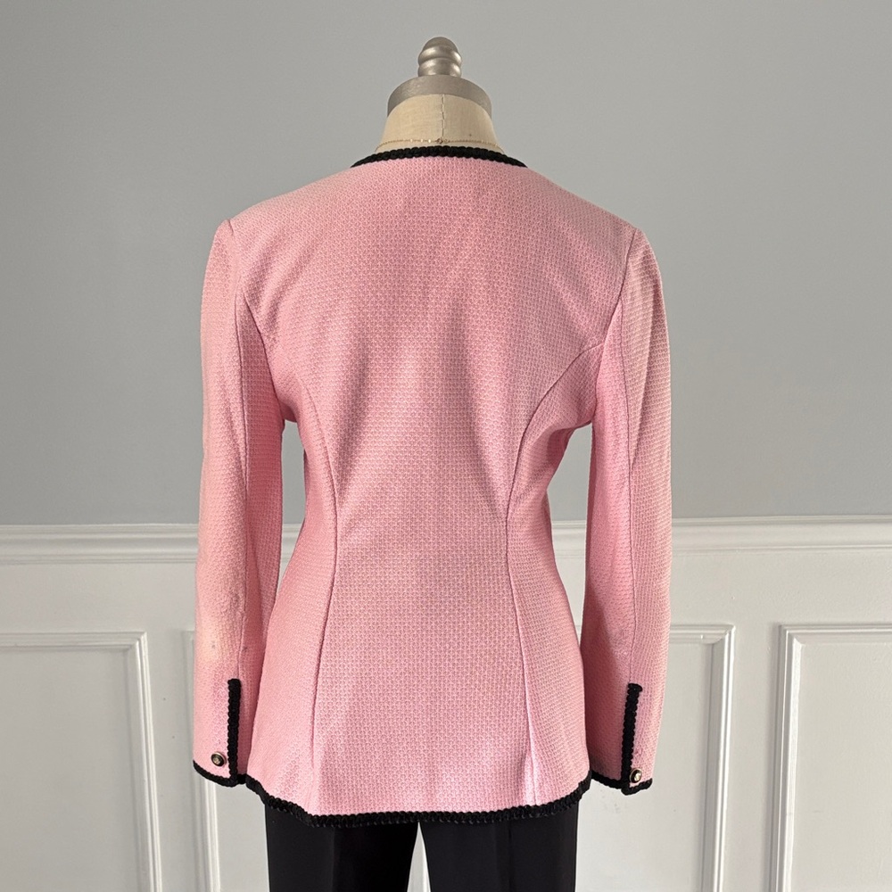 St. John Pink Blazer with Black Accents - Picture 7 of 12